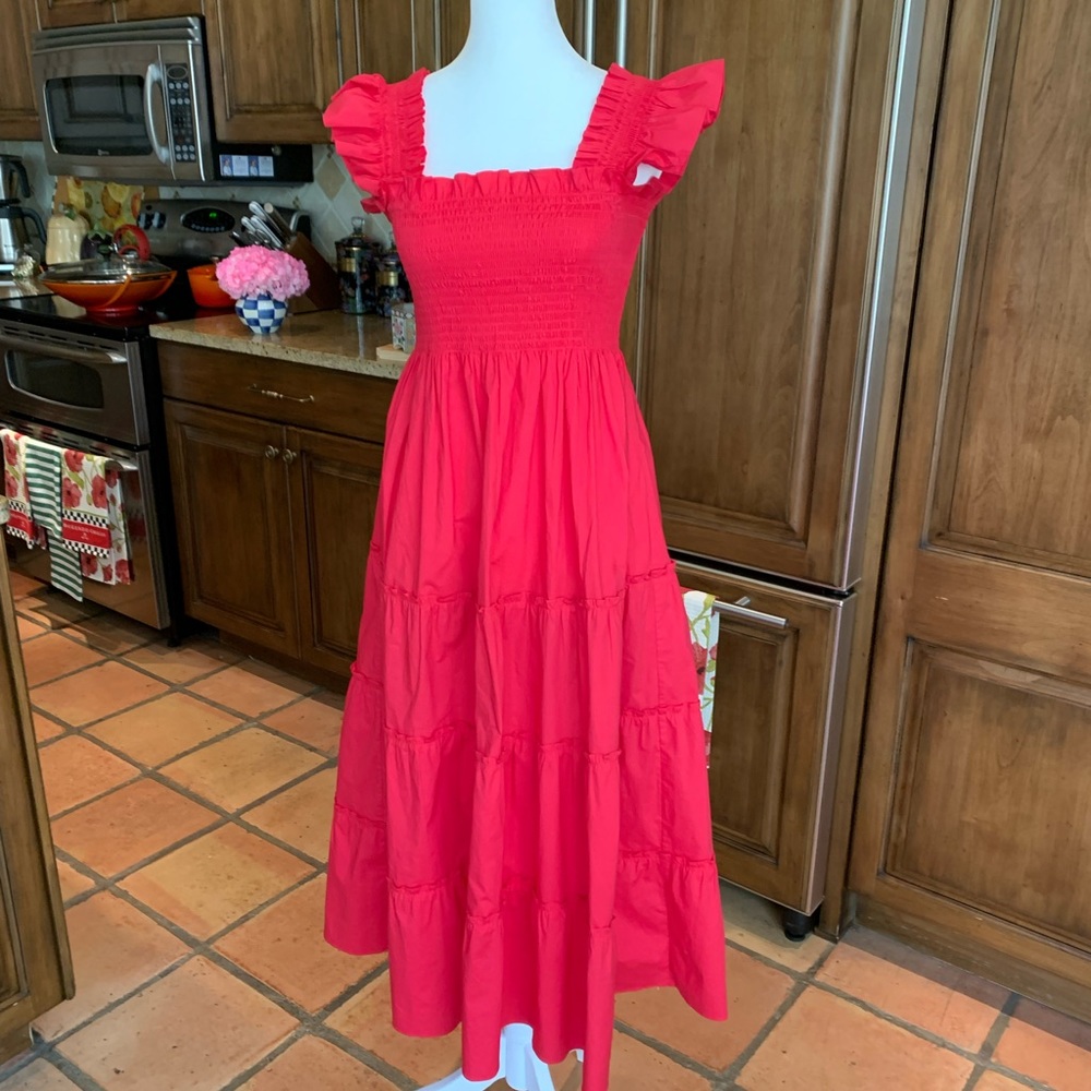 Hill House Ellie Nap Dress Victorian Red Cotton Size XS